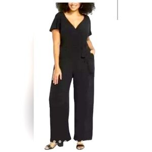 Lane Bryant Women's Black Playsuit , Size 18/20 . Very Classy Belted Jump suit.
